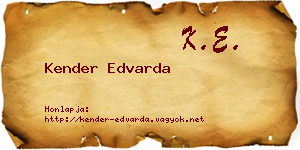 Kender Edvarda névjegykártya